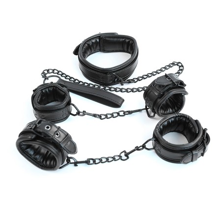 Collar with Wrist and Leg Cuffs for Bondage