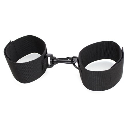 Black straps with handcuffs in black