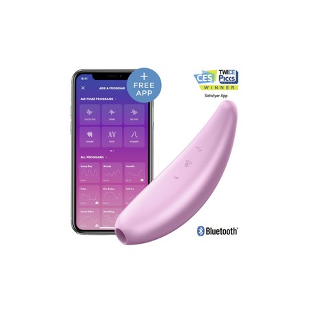 Curvy +3 שואב ורוטט לדגדגן בצבע ורוד המופעל באמצעות אפליקציה של Satisfyer