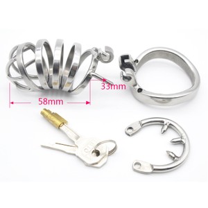 Locked in Prson Big Chastity belt for men made of metal with a removable spiked ring