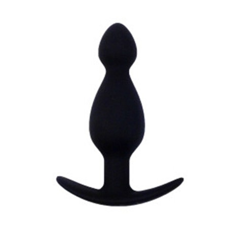 Black silicone anal plug with two stages