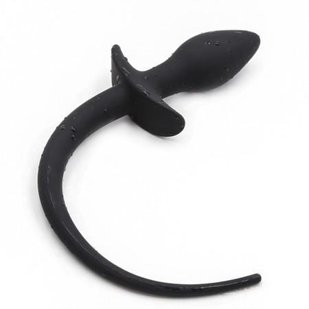 Anal plug in the shape of a black dog tail