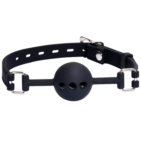 Black silicone gag with breathing holes