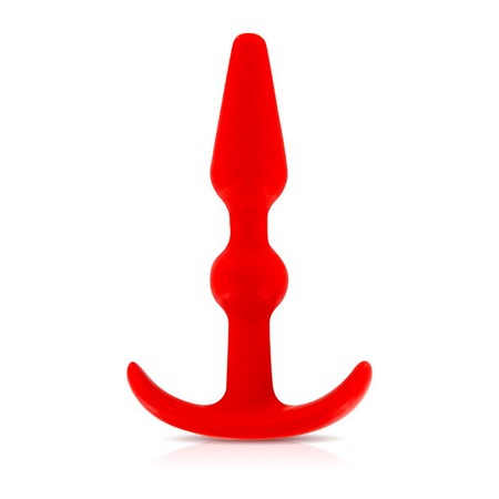 Smiling Butt Plug - red silicone anal plug with bead NMC