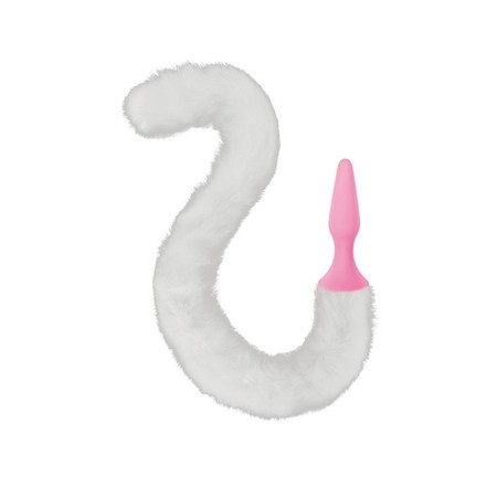 pink silicone plug with white cat tail Sweet Caress