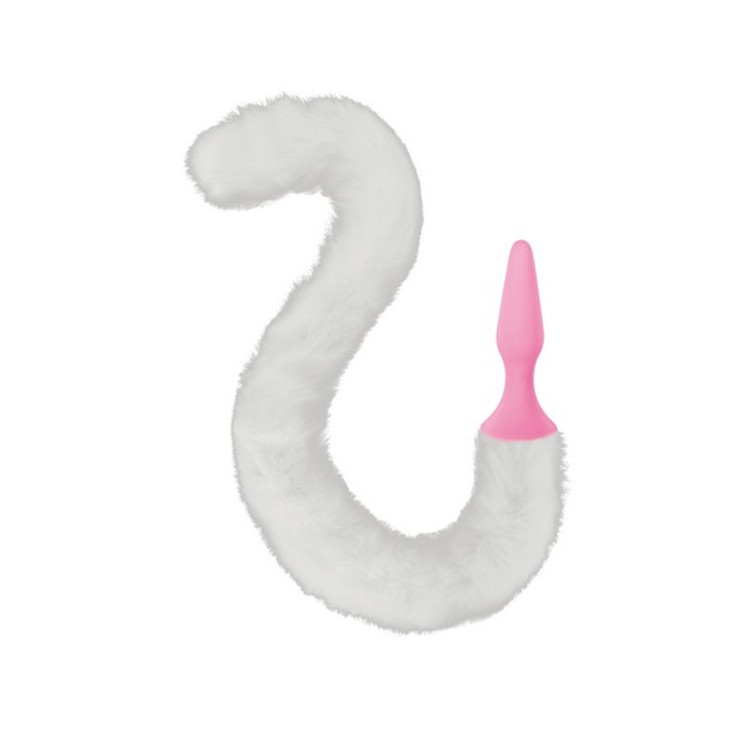 סיליקון קטן ורוד עם זנב חתול לבן Sweet Caress