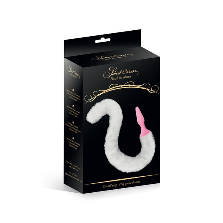 סיליקון קטן ורוד עם זנב חתול לבן Sweet Caress