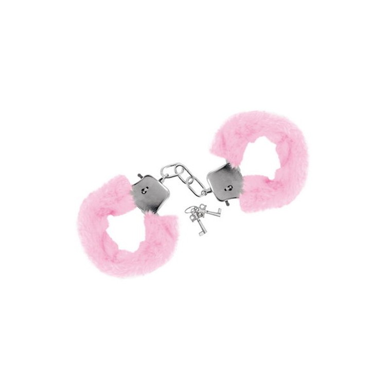 Sweet Caress אזיקי מתכת עם כיסוי פרווה ורוד