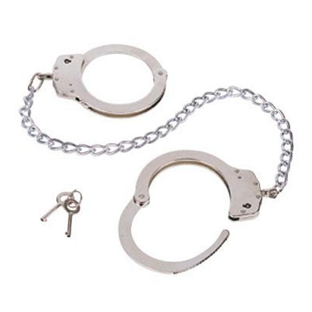 Metal handcuffs with long chain