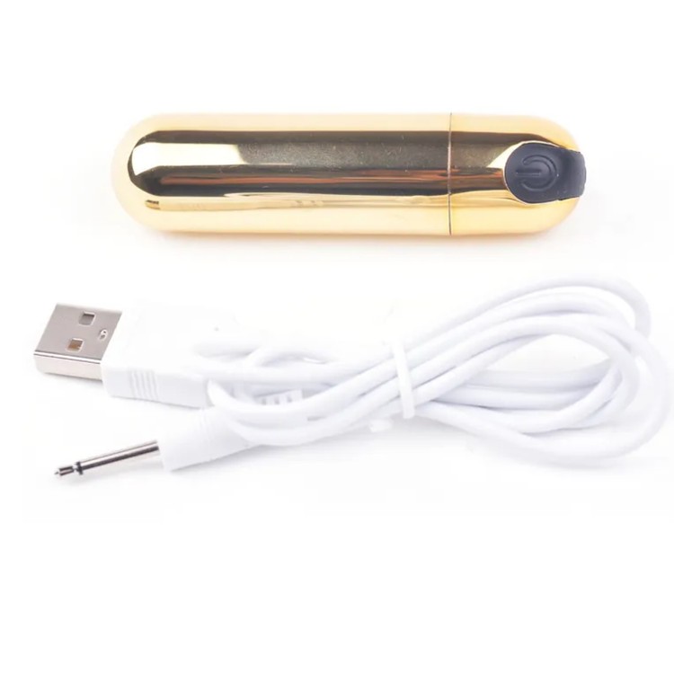 ויברטור Bullet בולט רוטט חזק במיוחד בצבע זהב לגירוי חיצוני או לסטרפאון