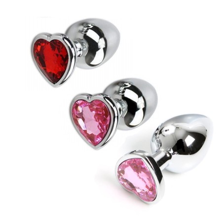 Metallic plug with a 4 cm large heart-shaped diamond ornament