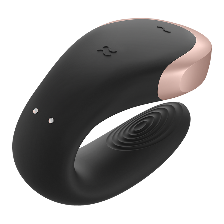 Double Love ויברטור זוגי שחור עם שלט ואפליקציה של Satisfyer
