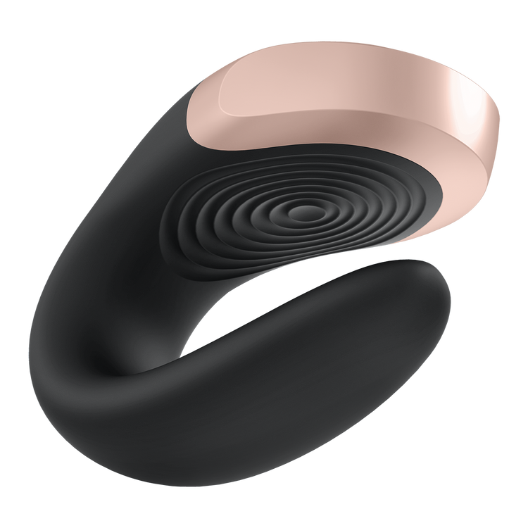Double Love ויברטור זוגי שחור עם שלט ואפליקציה של Satisfyer