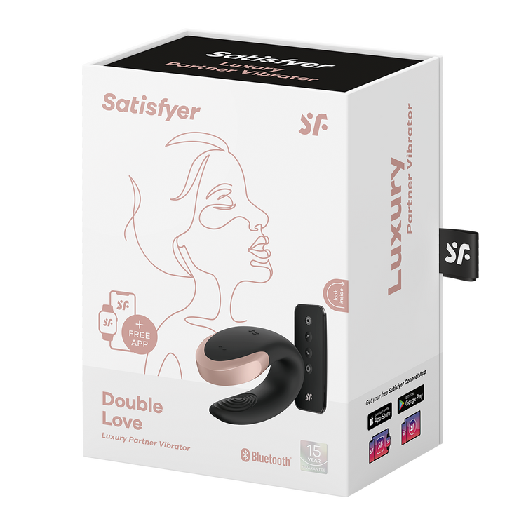 Double Love ויברטור זוגי שחור עם שלט ואפליקציה של Satisfyer