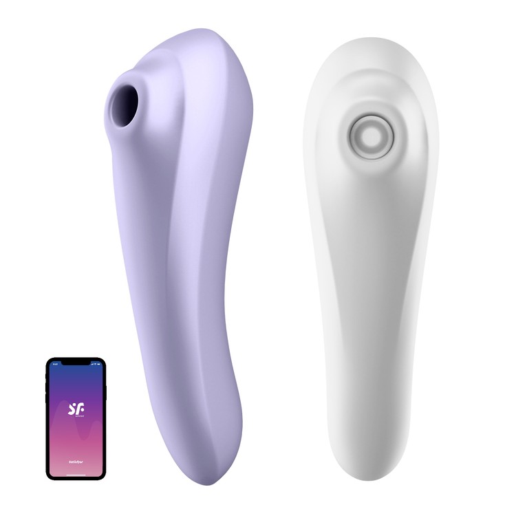 Dual Pleasure ויברטור דו-צדדי רוטט ויונק עם אפליקציה Satisfyer