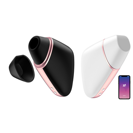 Love triangle - small triangle shaped sucking vibrator with a lid for easy carrying operated with app by Satisfyer
