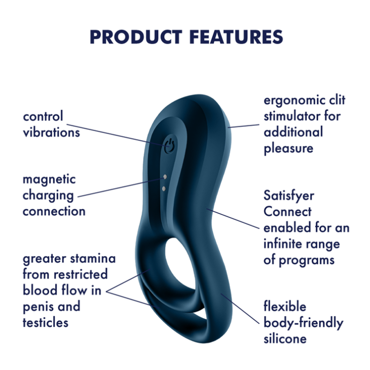 Epic Duo טבעת רטט כפולה לזוג עם אפליקציה סטיספייר