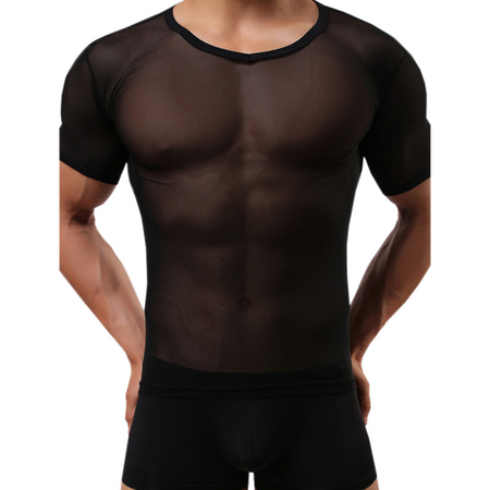 חולצת רשת שחורה לגבר רשת צפופה