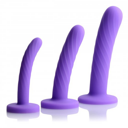 Strap U TriPlay Ridged Purple Dildo Set