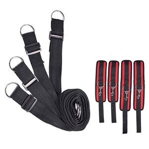 ​Under-the-bed restraining kit with black and red handcuffs​