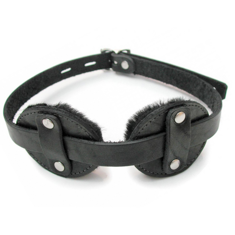 כיסוי עיניים מעור שחור בריפוד פרווה נעים להחשכה מוחלטת