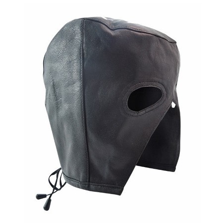 long half-head black leather mask