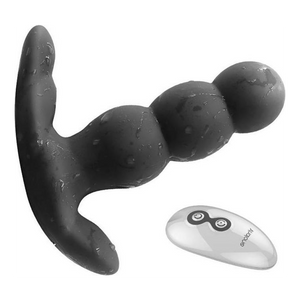 Pearl ויברטור סיליקון שחור בצורת חרוזים עם שלט רחוק Nalone