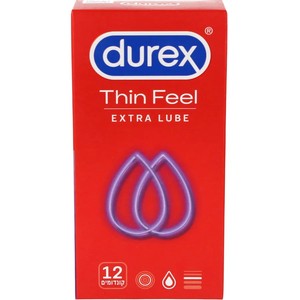 12 קונדומים דקים עם תוספת חומר סיכה Durex Extra Lube