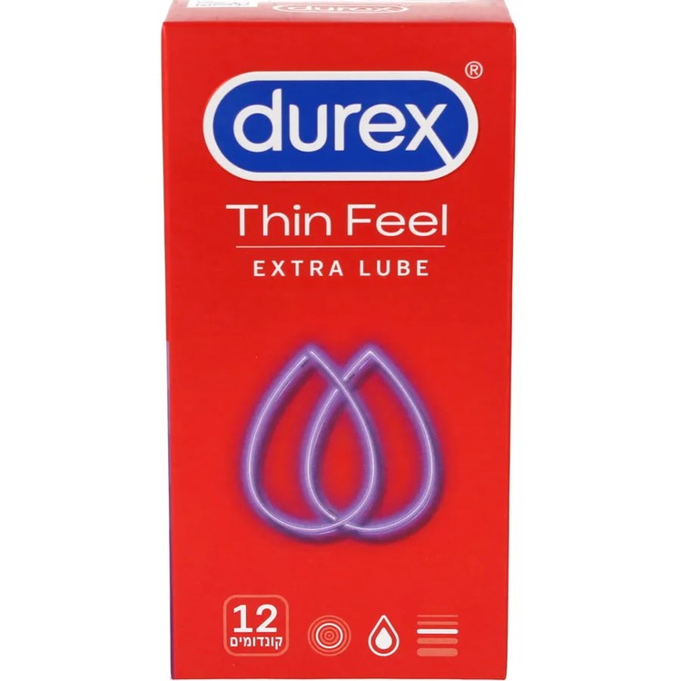 12 קונדומים דקים עם תוספת חומר סיכה Durex Extra Lube