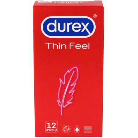 12 קונדומים דקים להגברת התחושה Durex Thin Feel