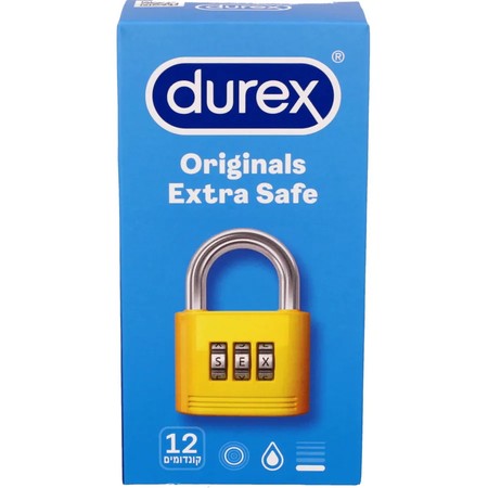 12 קונדומים עבים לתוספת ביטחון Durex Extra Safe