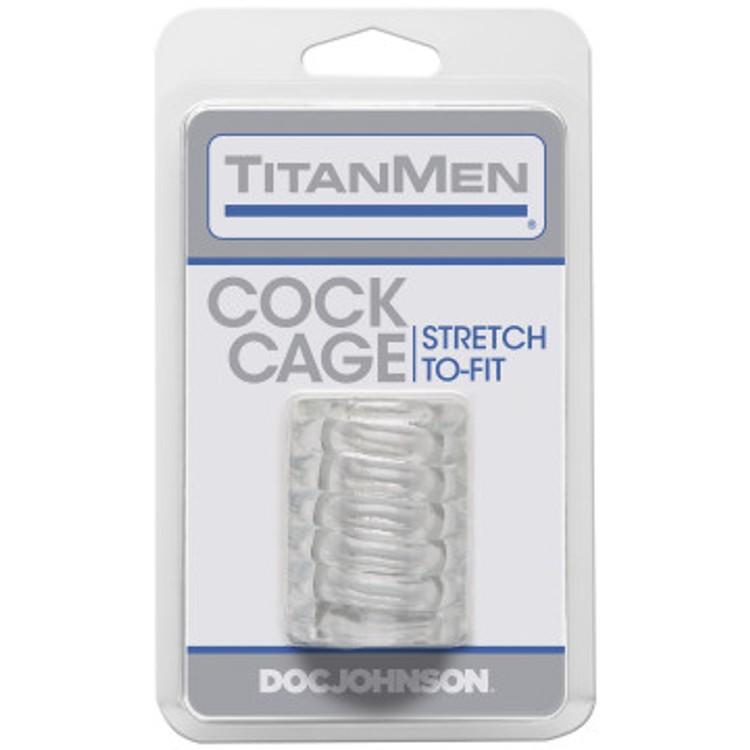Cock Cage קוקרינג שרוול נמתח אורך 5 סמ קוטר 2.5 סמ לבן שקוף Doc Johnson