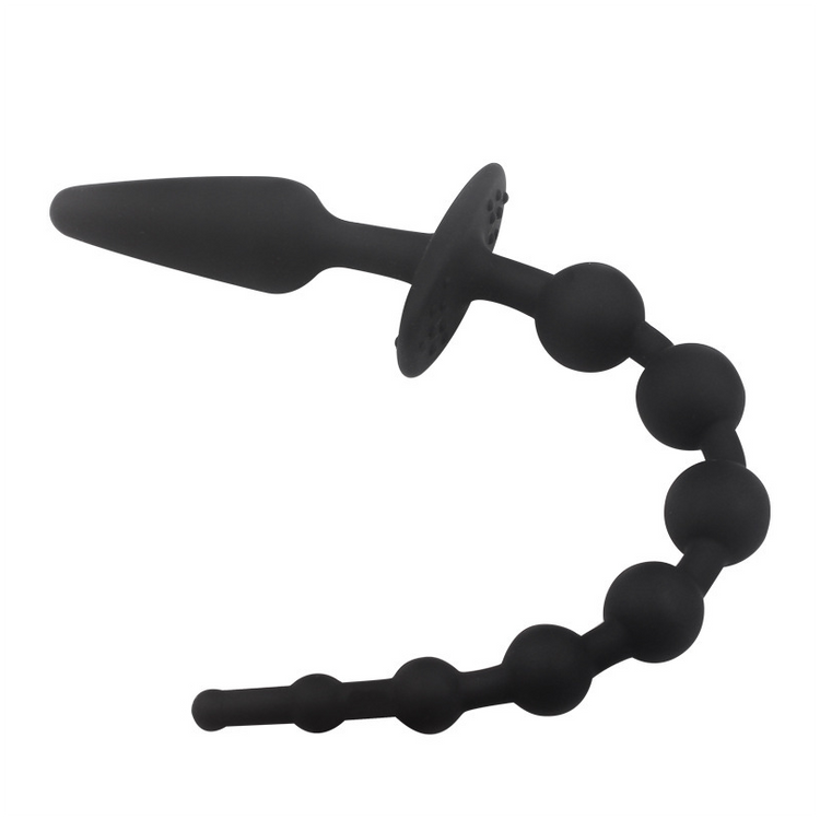 פלאג משולב חרוזים אנאליים - סיליקון שחור