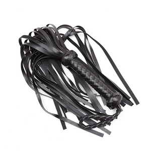 Black PVC Flogger with Braided Handle