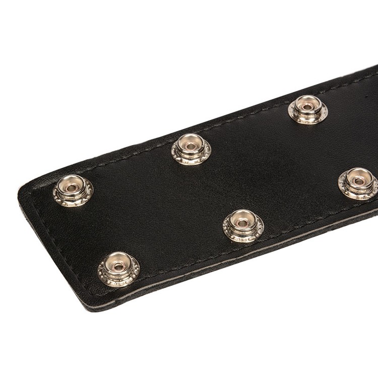 קולר בדס"מי גוטי דמוי עור שחור עם 5 טבעות מתכת