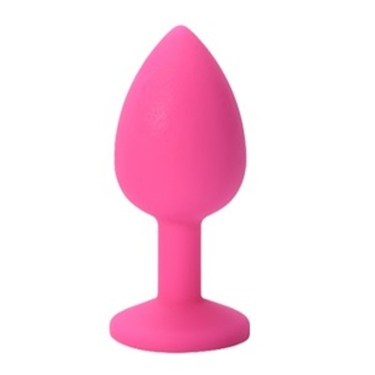 פלאג סיליקון קטן בצבע ורוד עם אבן קישוט