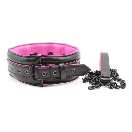 Pink-Black Padded Collar and Leash