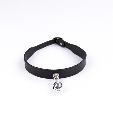 Faux Leather Black Kitten Collar with Bell