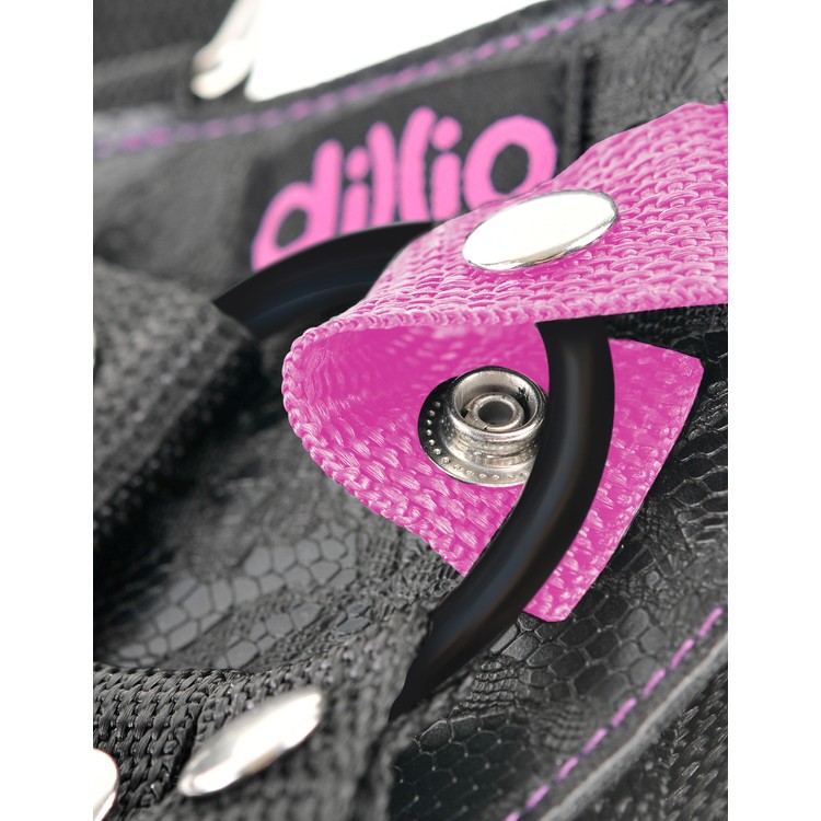 Dillio Pink סטרפאון ודילדו ורודים עם שלייקס