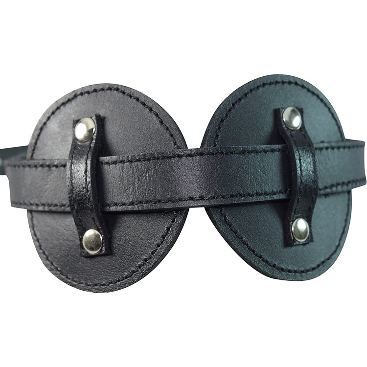 כיסוי עיניים מעור שחור בריפוד פרווה נעים להחשכה מוחלטת