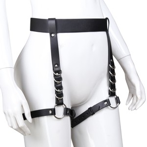 Vegan Leather Fetish Thigh Harness with O-Rings