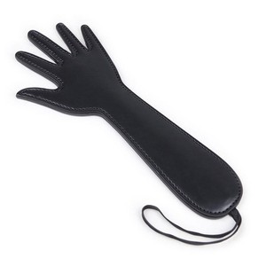 Black Leather Hand Shaped Spanker Paddle