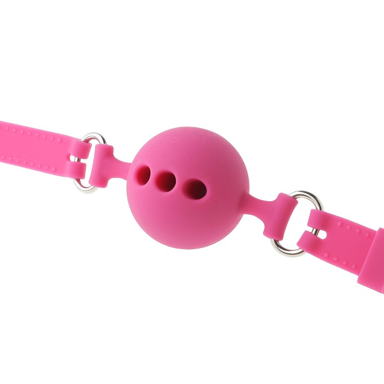 מחסום פה ורוד מסיליקון עם חורים לנשימה ומנעול