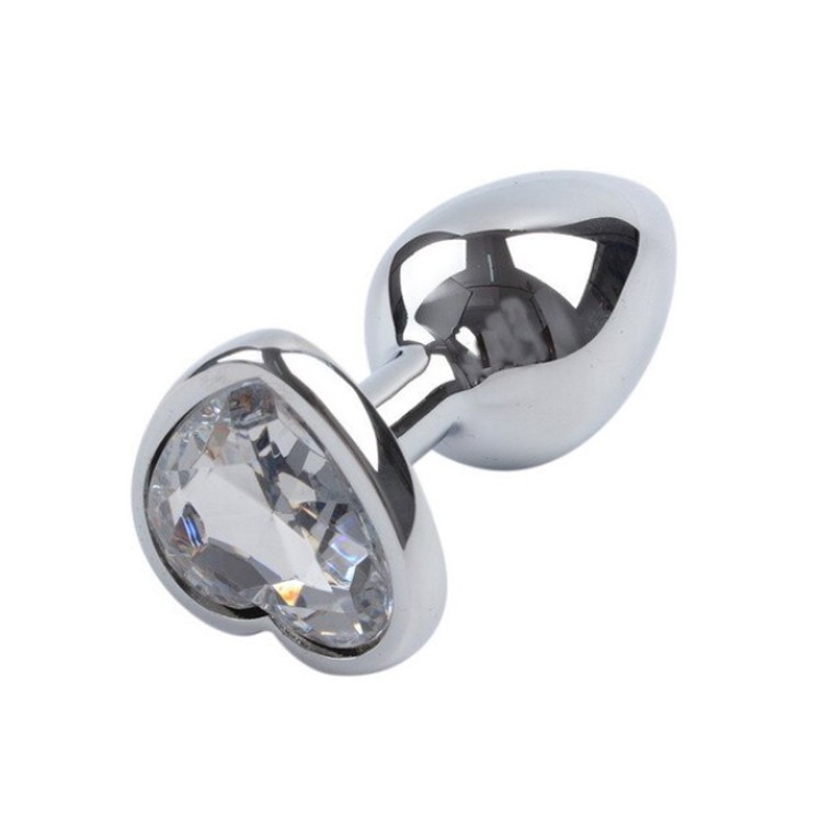 פלאג אנאלי מתכת עם אבן בצורת לב - גדול