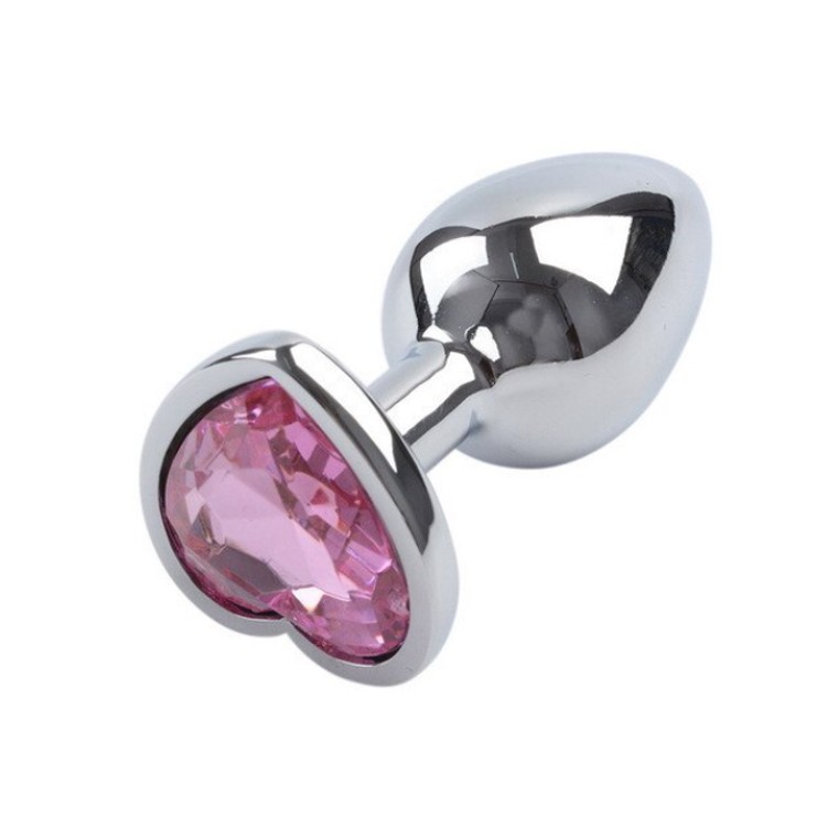 פלאג אנאלי מתכת עם יהלום לב - בינוני