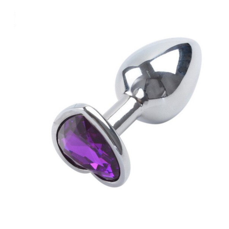 פלאג אנאלי מתכת עם יהלום לב - בינוני