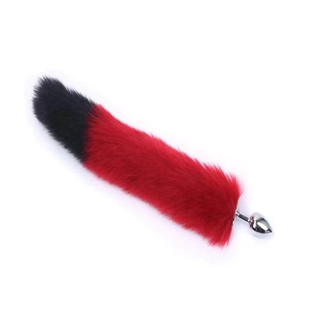 Red and Black Tail Butt Plug Size M