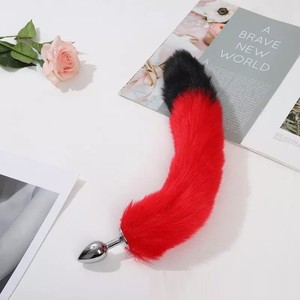 Red and Black Tail Butt Plug Size M