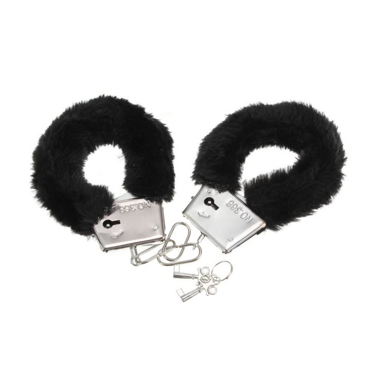 אזיקי מתכת עם כיסוי פרווה שחור Furry Love Cuffs