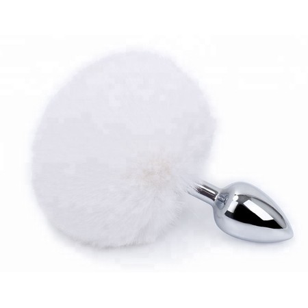 Small White Bunny Tail Butt Plug